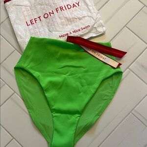 Left On Friday Neon Green “Hi Hi” High-Waist Swim Bottoms